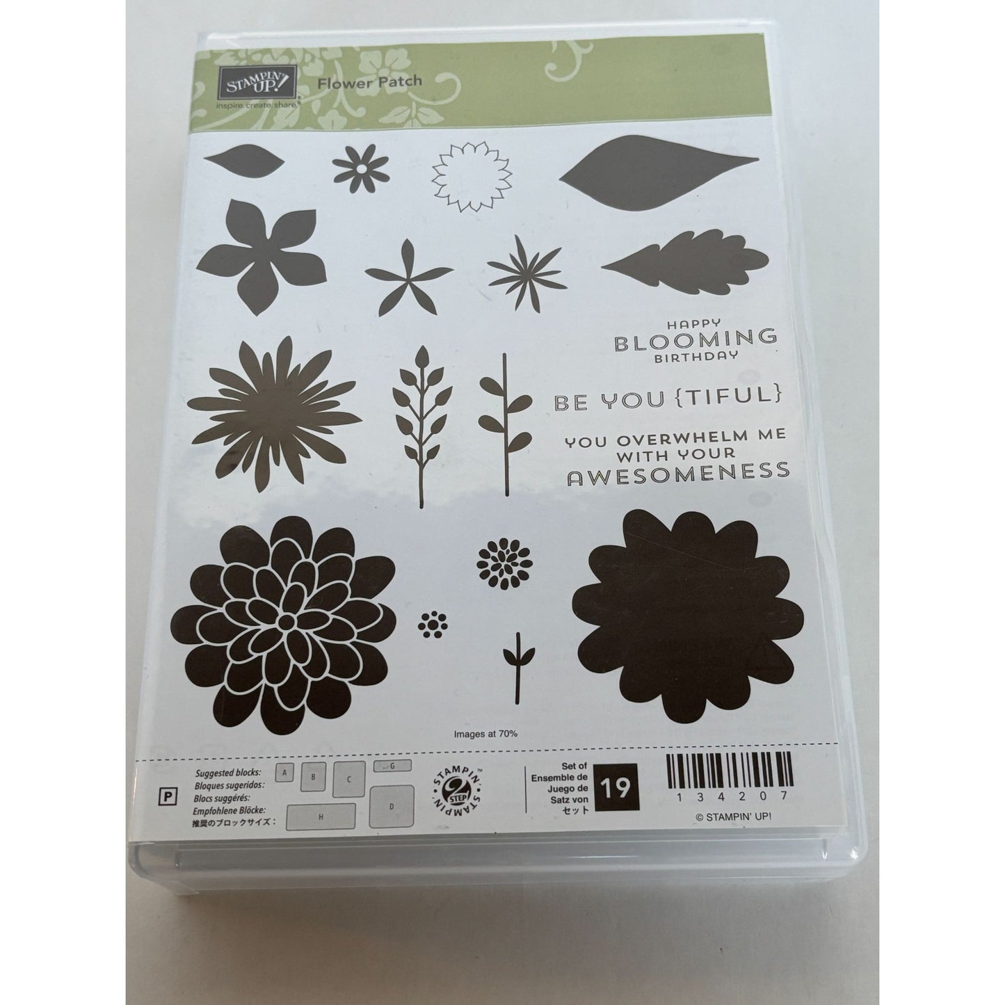 Stampin Up Flower Patch Acrylic Stamp Set Happy Blooming Birthday Be You 2 Step