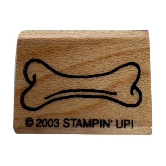 Stampin Up Wood Mounted Rubber Stamp Dog Bone Animal Pet Food Puppy Card Making