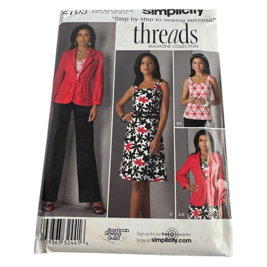 Simplicity Sewing Pattern 2703 Misses Jacket Pants Dress Top Sizes 8-16 Work UC