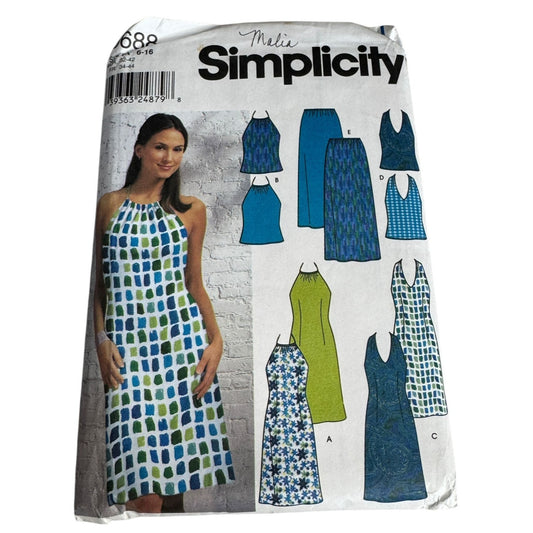 Simplicity Sewing Pattern 9688 Halter Dress Top Skirt Summer Sizes 6-16 Uncut