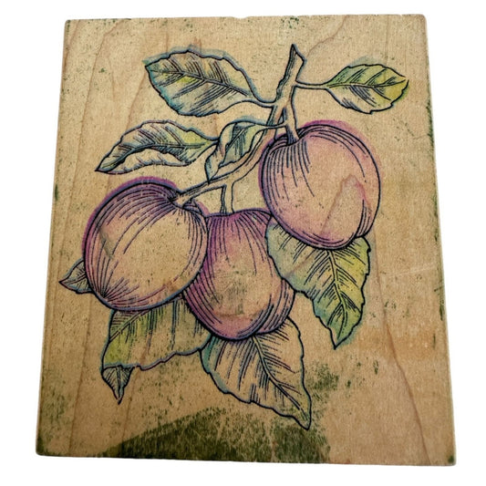 Rubber Stampede Rubber Stamp Plums Fruit on Stem Leaf Baking Food Card Making