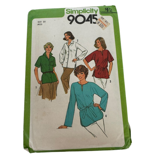 Simplicity Sewing Pattern 9045 Misses Tunic and Belt Size 20 1970s Vintage UC