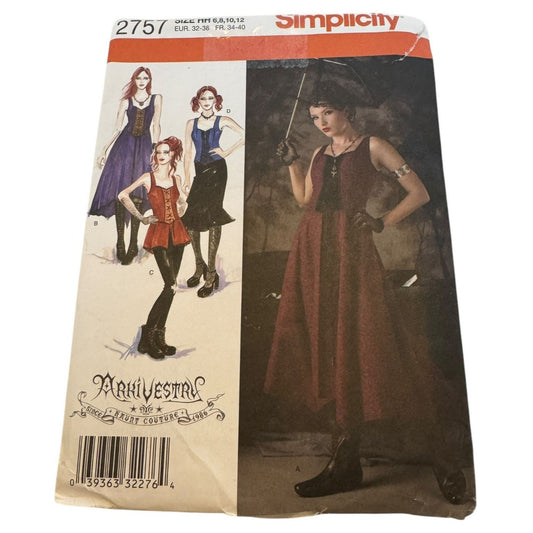 Simplicity Sewing Pattern 2757 Arkivestia Costume Gothic Steampunk Vest Skirt UC