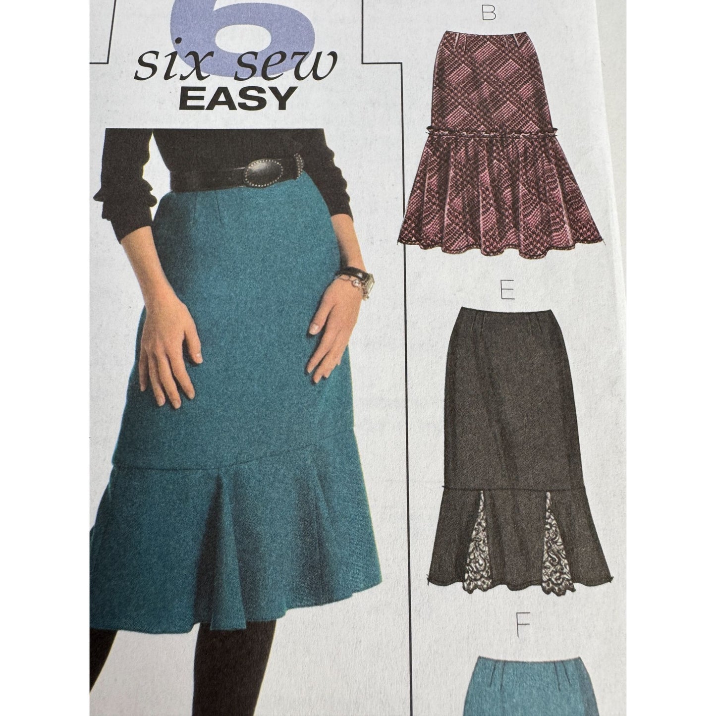 Butterick Sewing Pattern B4858 Skirts Six Sew Easy 8-14 Work Career Spring Uncut