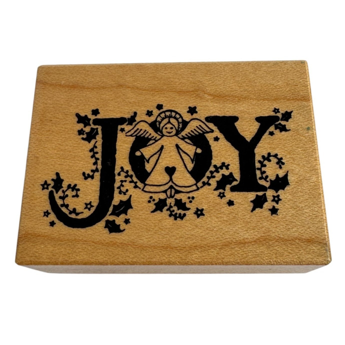 PSX Rubber Stamp Joy Angel Christmas Card Making Word Holly Holidays Sentiment