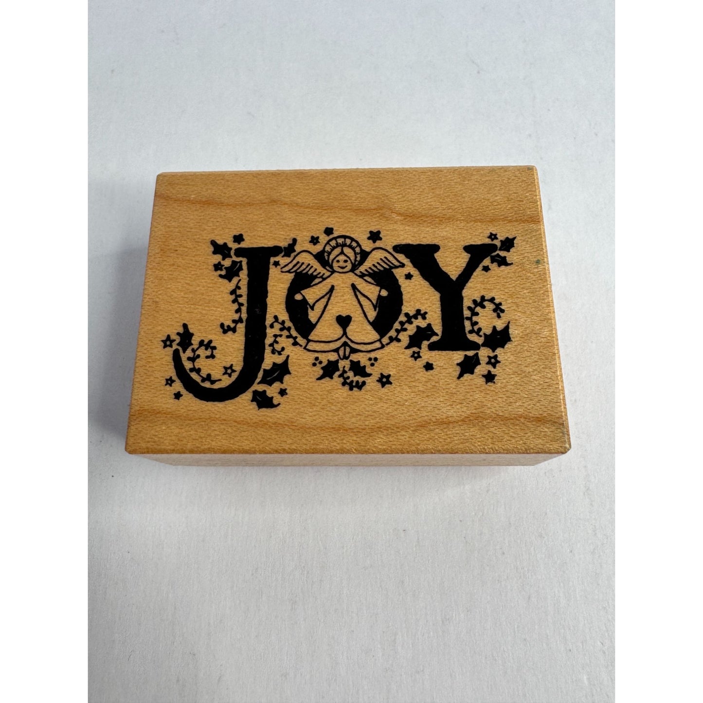 PSX Rubber Stamp Joy Angel Christmas Card Making Word Holly Holidays Sentiment