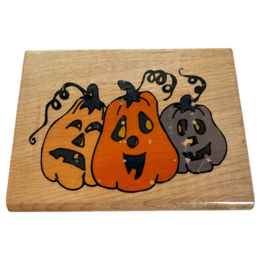 Canadian Maple Collections Rubber Stamp Halloween Pumpkin Trio Jack-O-Lanterns