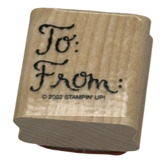 Stampin Up Rubber Stamp To From Christmas Gift Tag Card Making Holidays Words