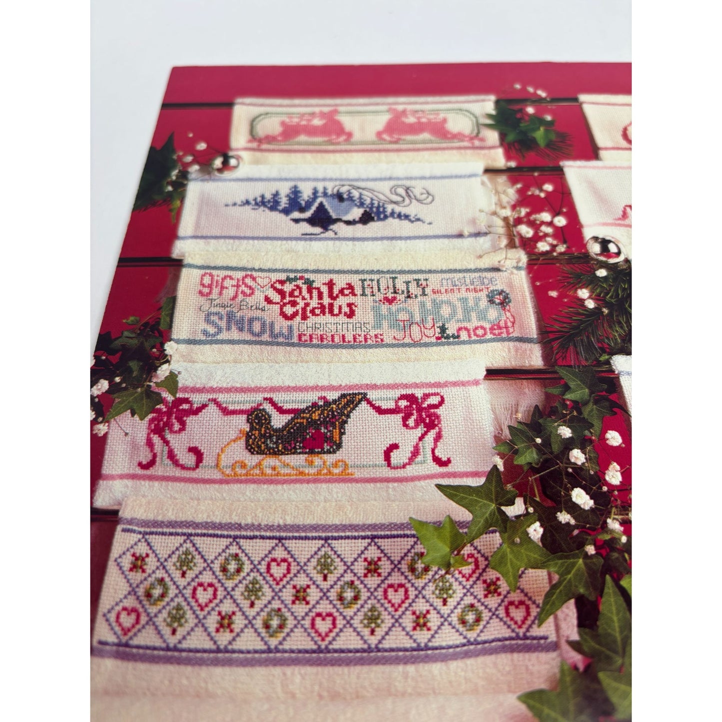 American School Of Needlework Christmas Designs For Borderline Towels Santa Noel