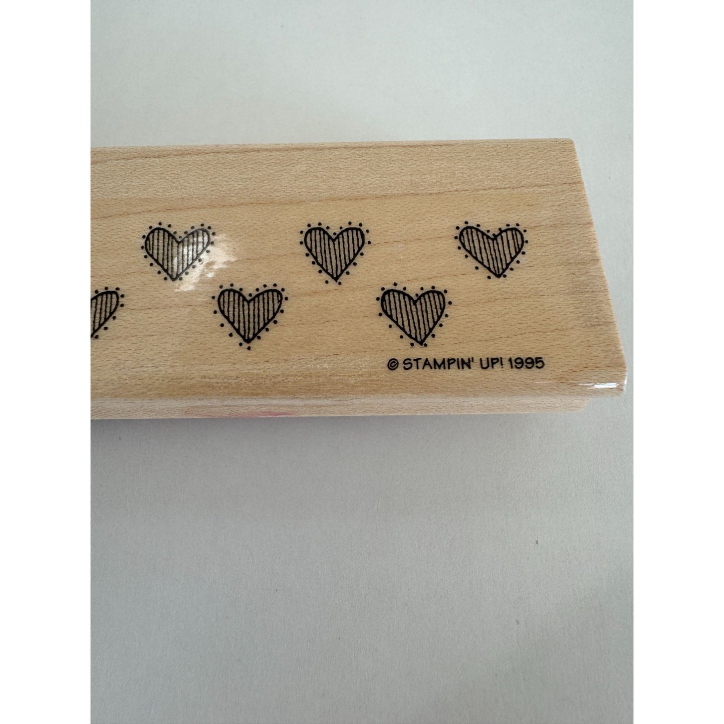 Stampin Up Rubber Stamp Striped Heart Pattern Country Sewing Border Card Making