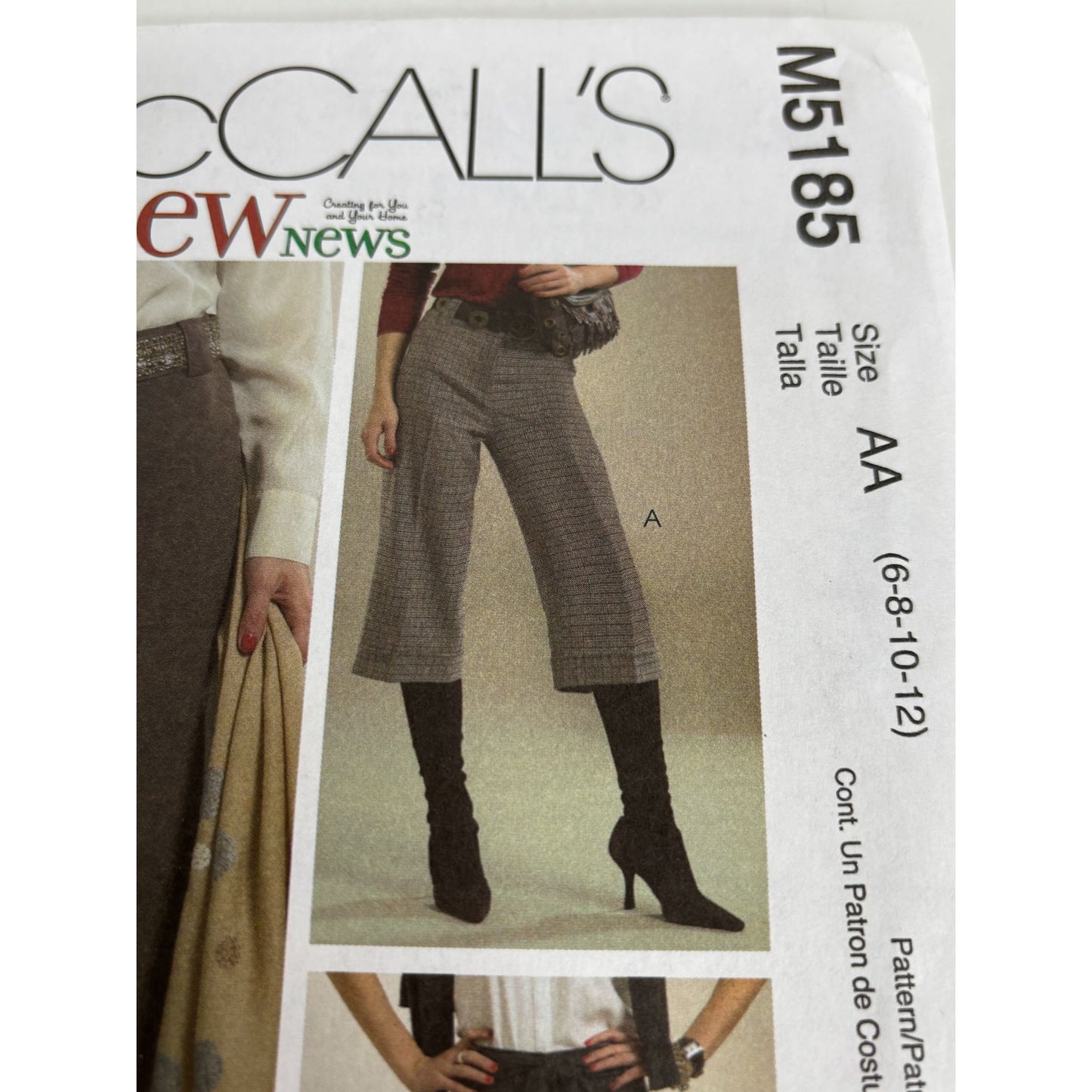 McCalls Sewing Pattern M5185 Misses Culottes Flared Gaucho Pants Work 6 8 10 12