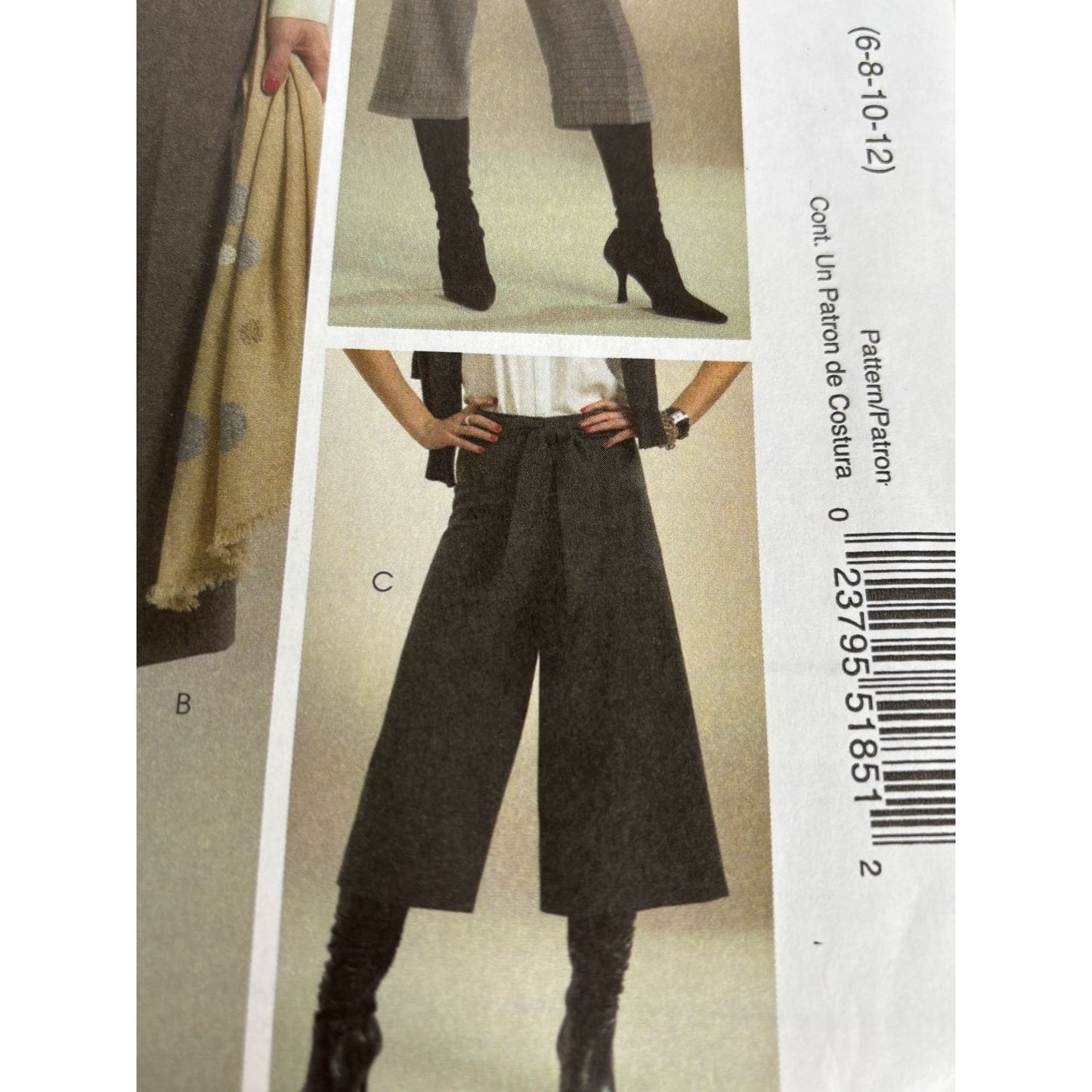 McCalls Sewing Pattern M5185 Misses Culottes Flared Gaucho Pants Work 6 8 10 12