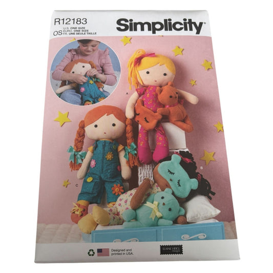 Simplicity Sewing Pattern R12183 Soft Doll and Doll Clothing Toddler Play UC 18"