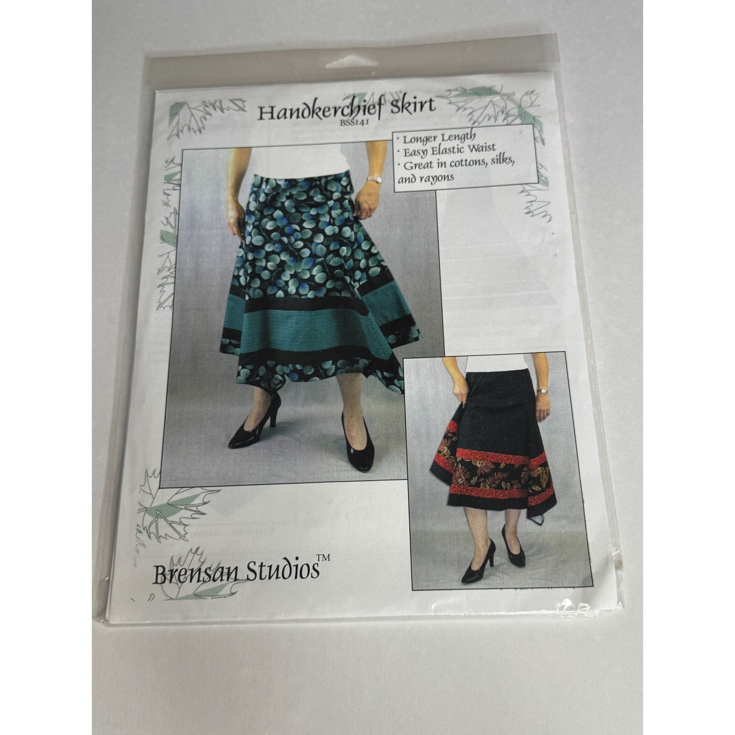 Brensan Studios Sewing Pattern Handkerchief Skirt Longer Length Elastic Waist UC