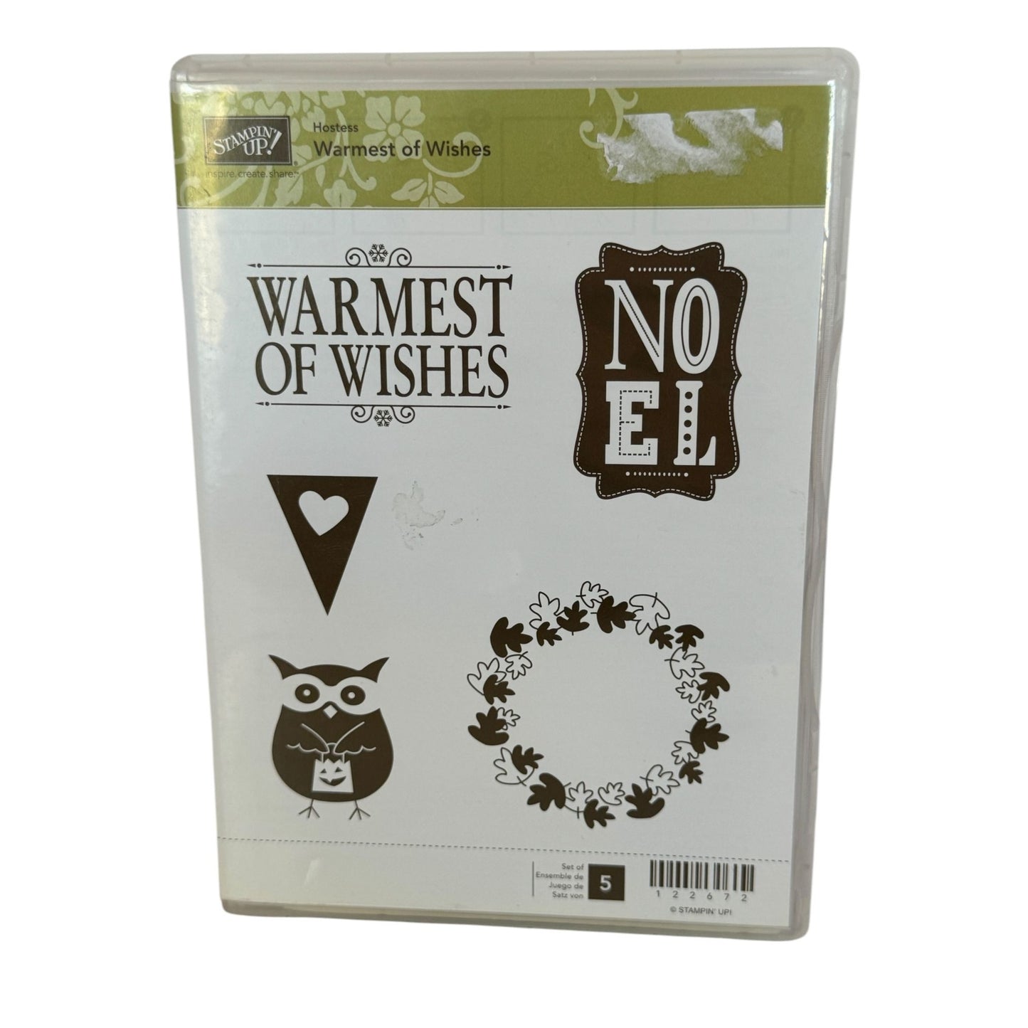 Stampin Up Clear Mount Rubber Stamps Warmest of Wishes Halloween Owl Fall Wreath