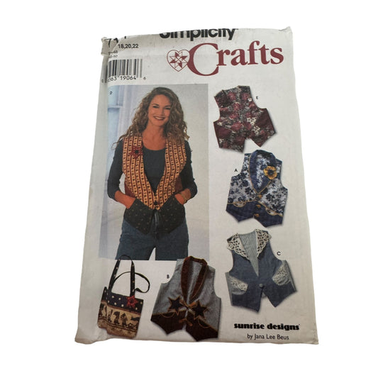 Simplicity Craft Sewing Pattern 7151 Misses Vest Bag Fashion Sizes 18-22 Uncut