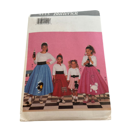 Butterick Sewing Pattern 4113 Girl 1950s Poodle Skirts Halloween Costume XS-L UC