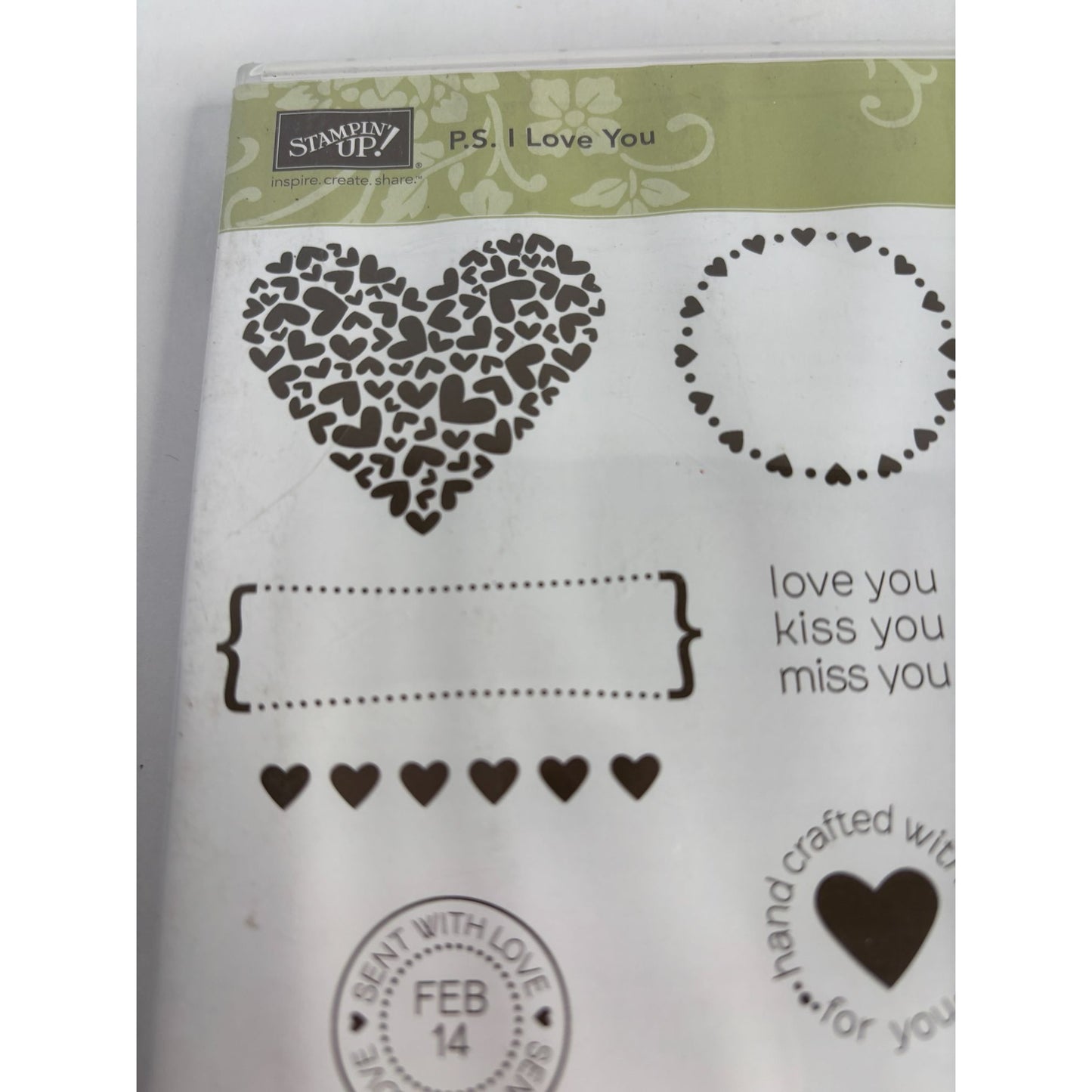 Stampin Up Valentines Day Rubber Stamps PS I Love You Hearts Strawberry Cupid