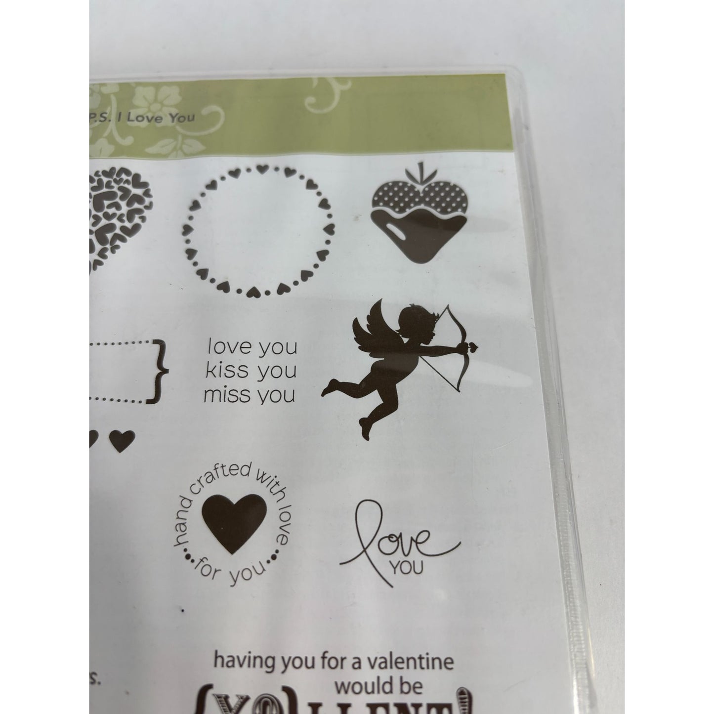 Stampin Up Valentines Day Rubber Stamps PS I Love You Hearts Strawberry Cupid