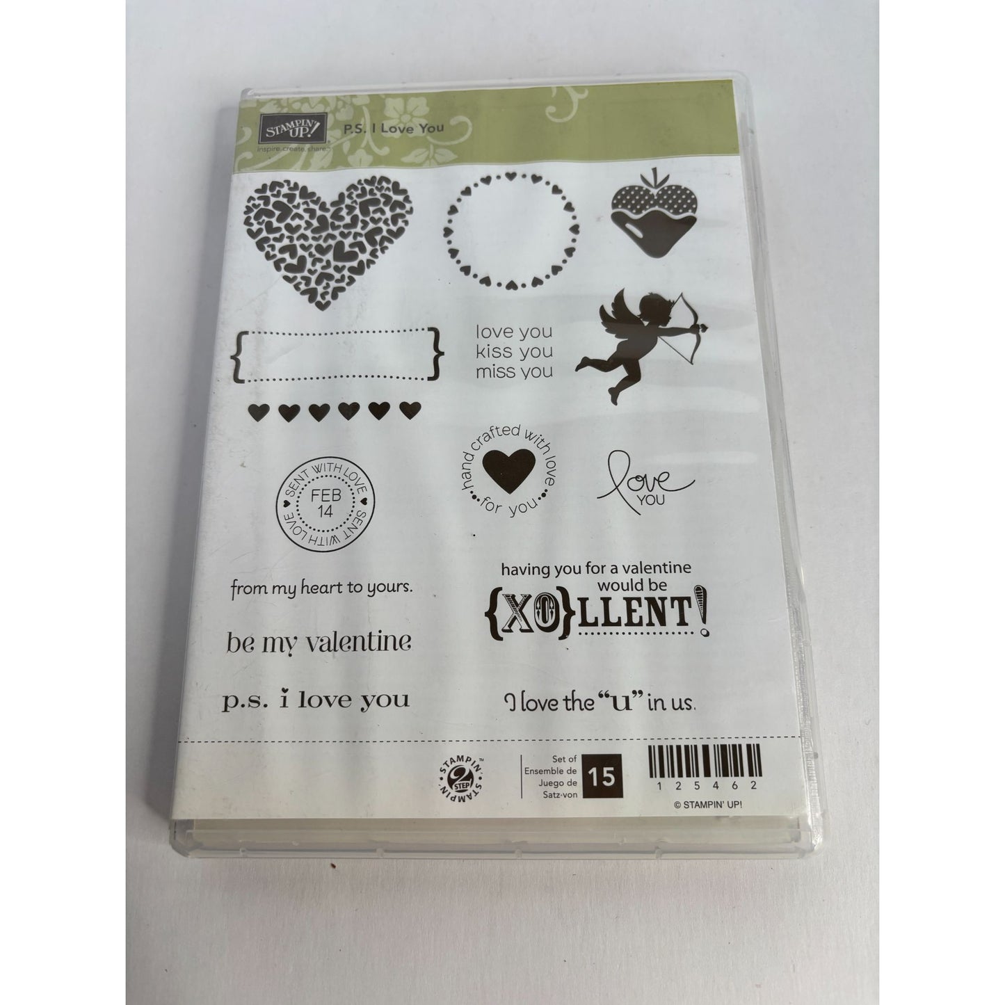 Stampin Up Valentines Day Rubber Stamps PS I Love You Hearts Strawberry Cupid