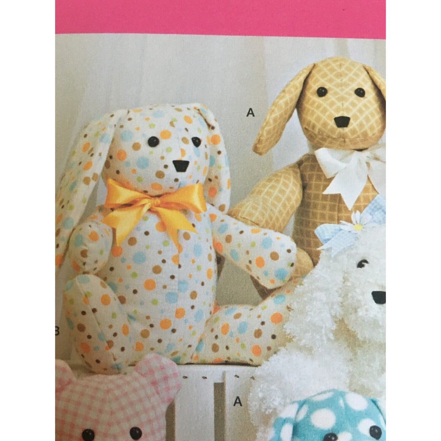 Simplicity Sewing Pattern 8044 Stuffed Animals Teddy Bear Dog Rabbit 14" Uncut