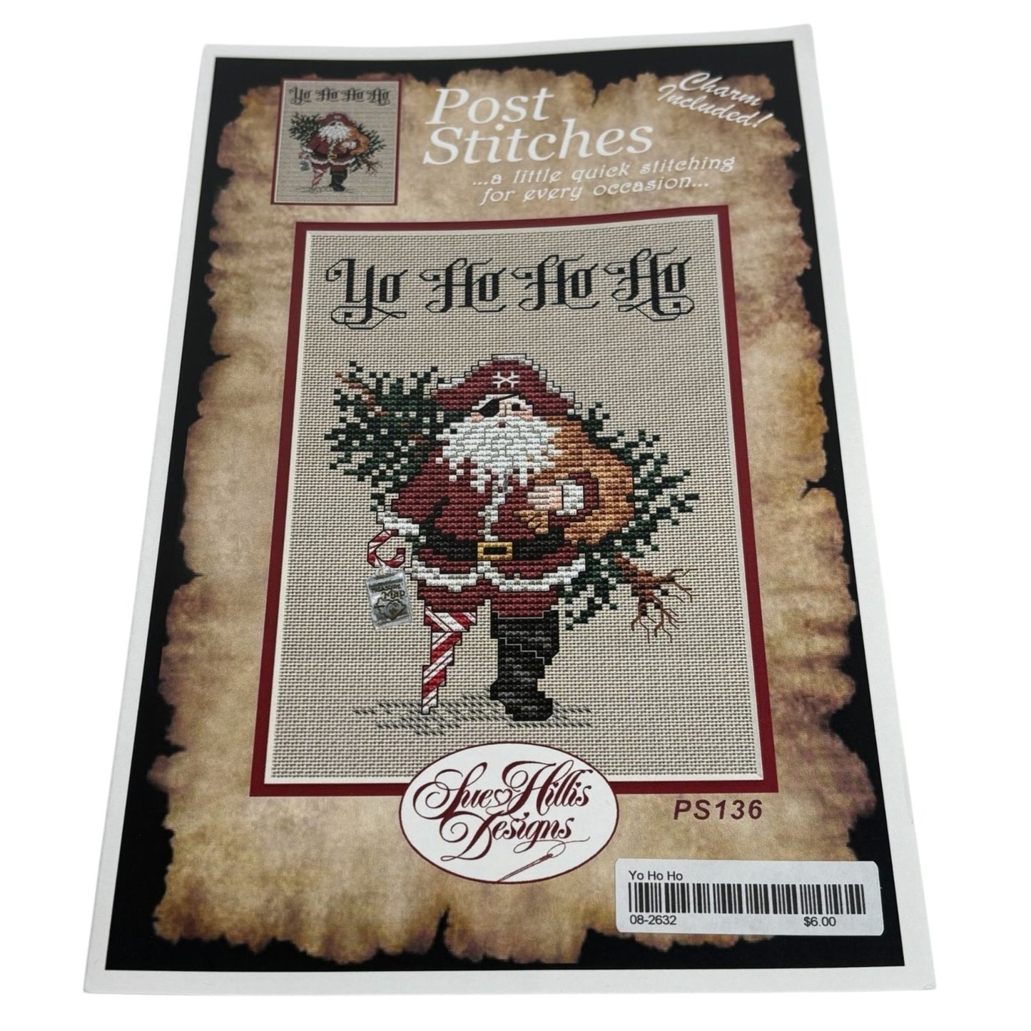 Post Stitches Cross Stitch Pattern Yo Ho Ho Ho Santa Pirate Christmas Charm Map