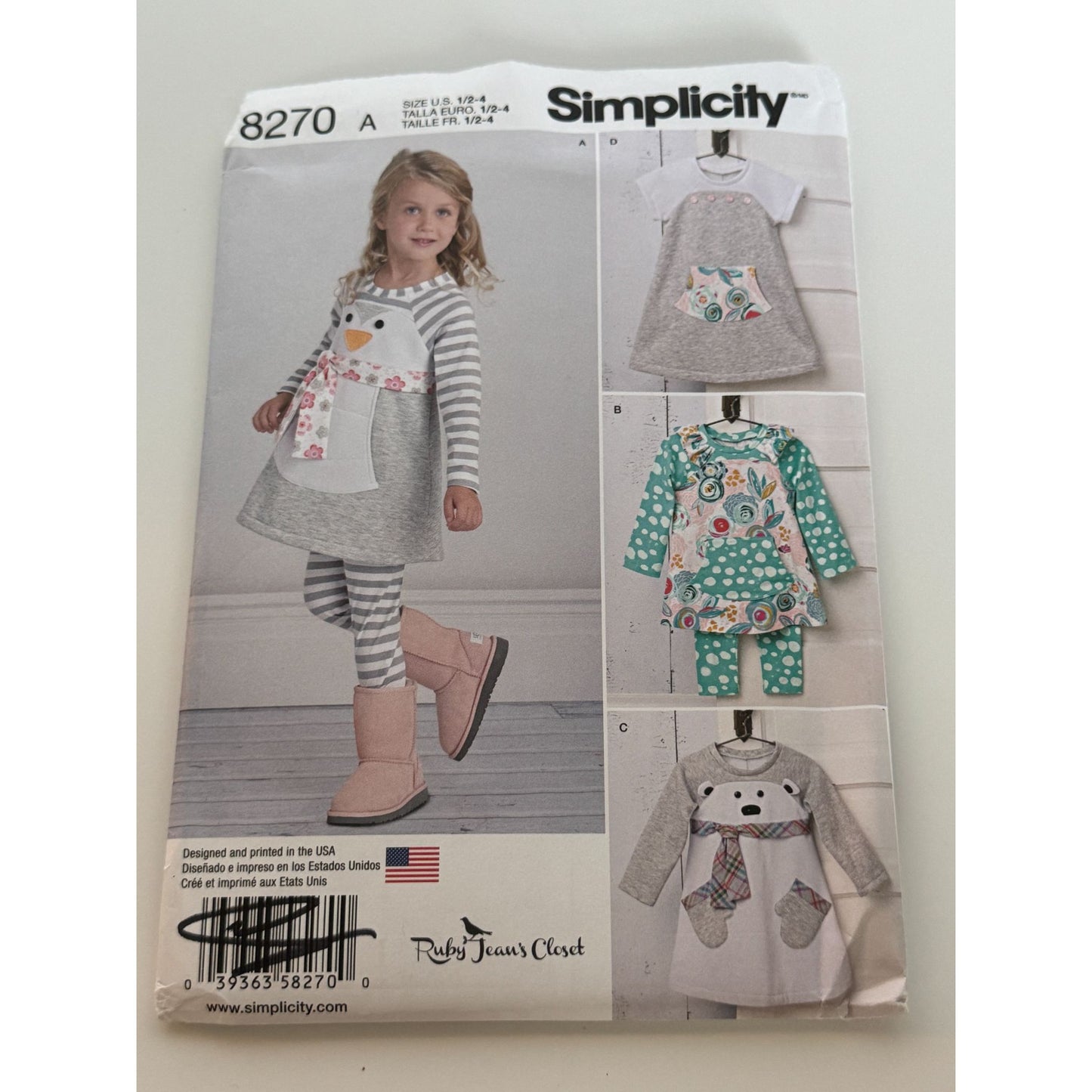 Simplicity Sewing Pattern 8270 Toddler Knit Dress Tunic and Leggings Uncut