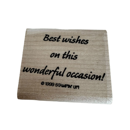 Stampin Up Rubber Stamp Best Wishes On This Wonderful Occasion Wedding Card Word