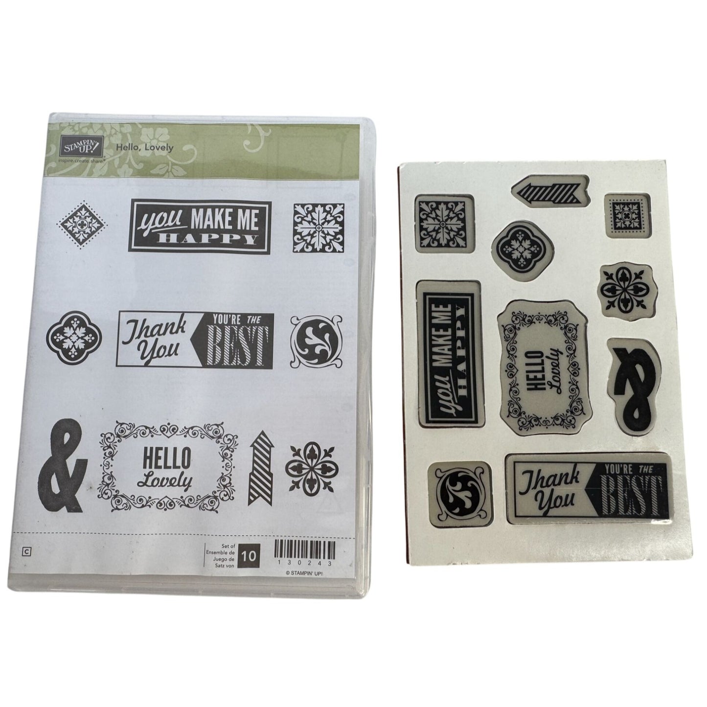 Stampin Up Rubber Stamp Set of 10 Hello Lovely Thank You Card Making Words Arrow