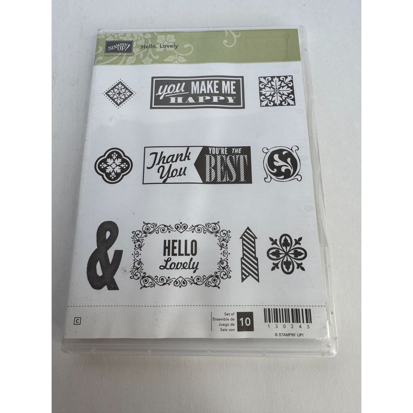 Stampin Up Rubber Stamp Set of 10 Hello Lovely Thank You Card Making Words Arrow