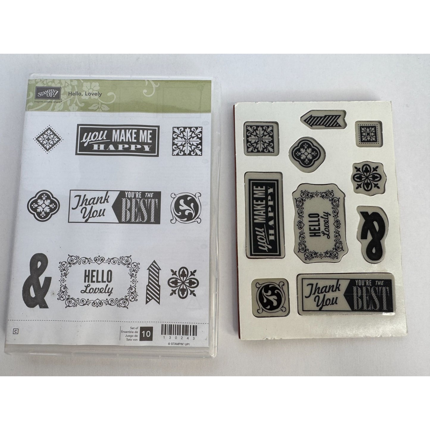 Stampin Up Rubber Stamp Set of 10 Hello Lovely Thank You Card Making Words Arrow