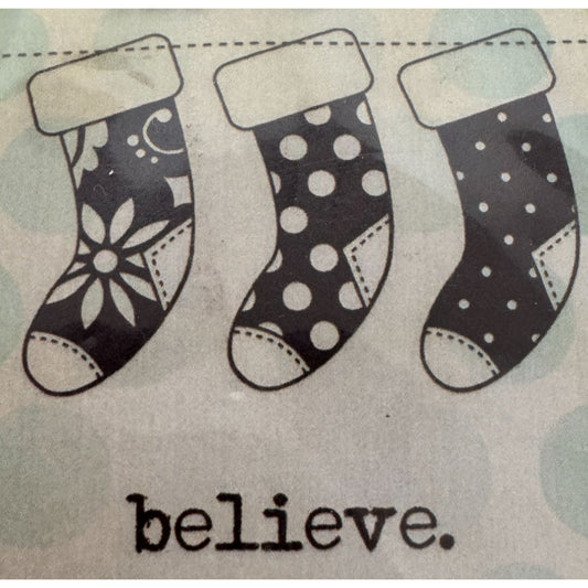 Unity Stamp Itty Bitty Rubber Stamp Set Simply Believe Christmas Stockings Small