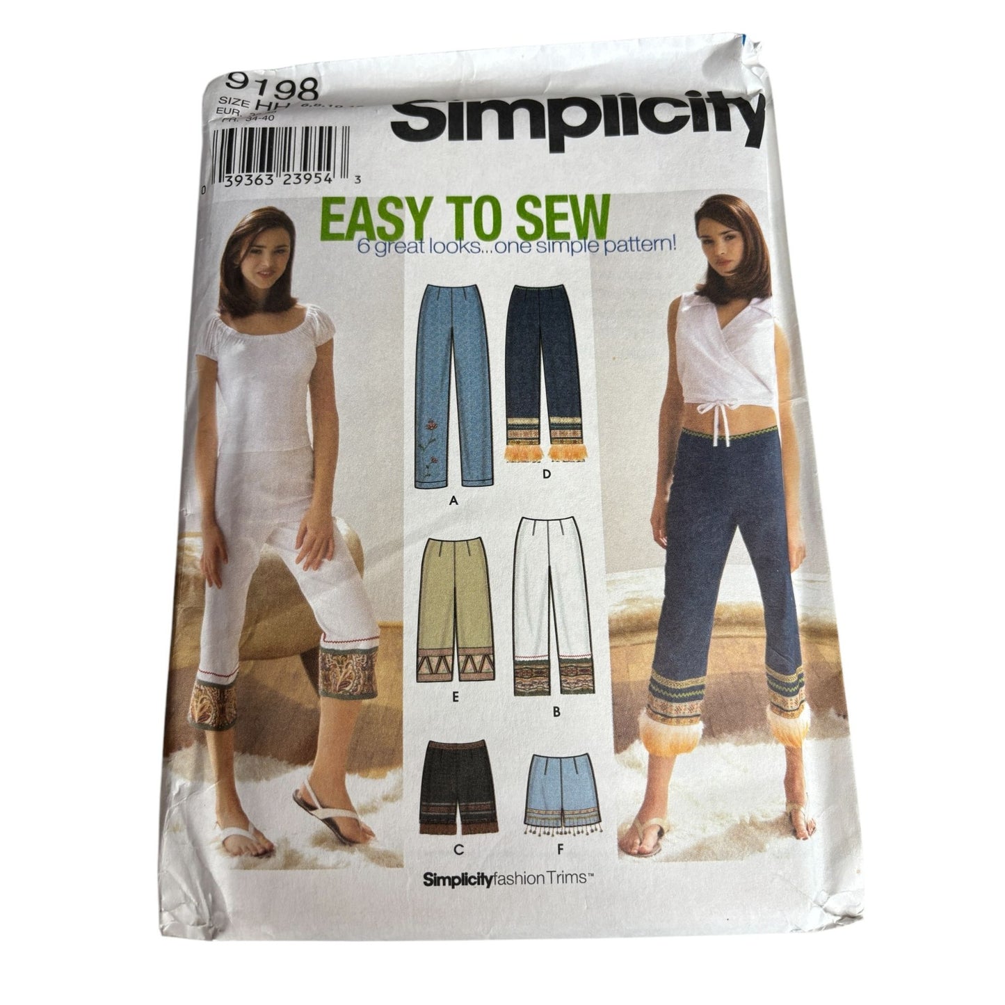 Simplicity Sewing Pattern 9198 Misses Semi Fitted Pants Shorts 6 8 10 12 Easy UC