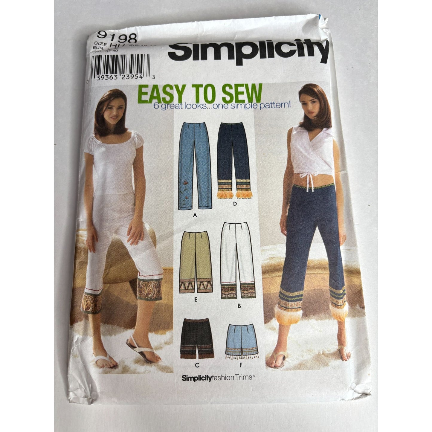 Simplicity Sewing Pattern 9198 Misses Semi Fitted Pants Shorts 6 8 10 12 Easy UC