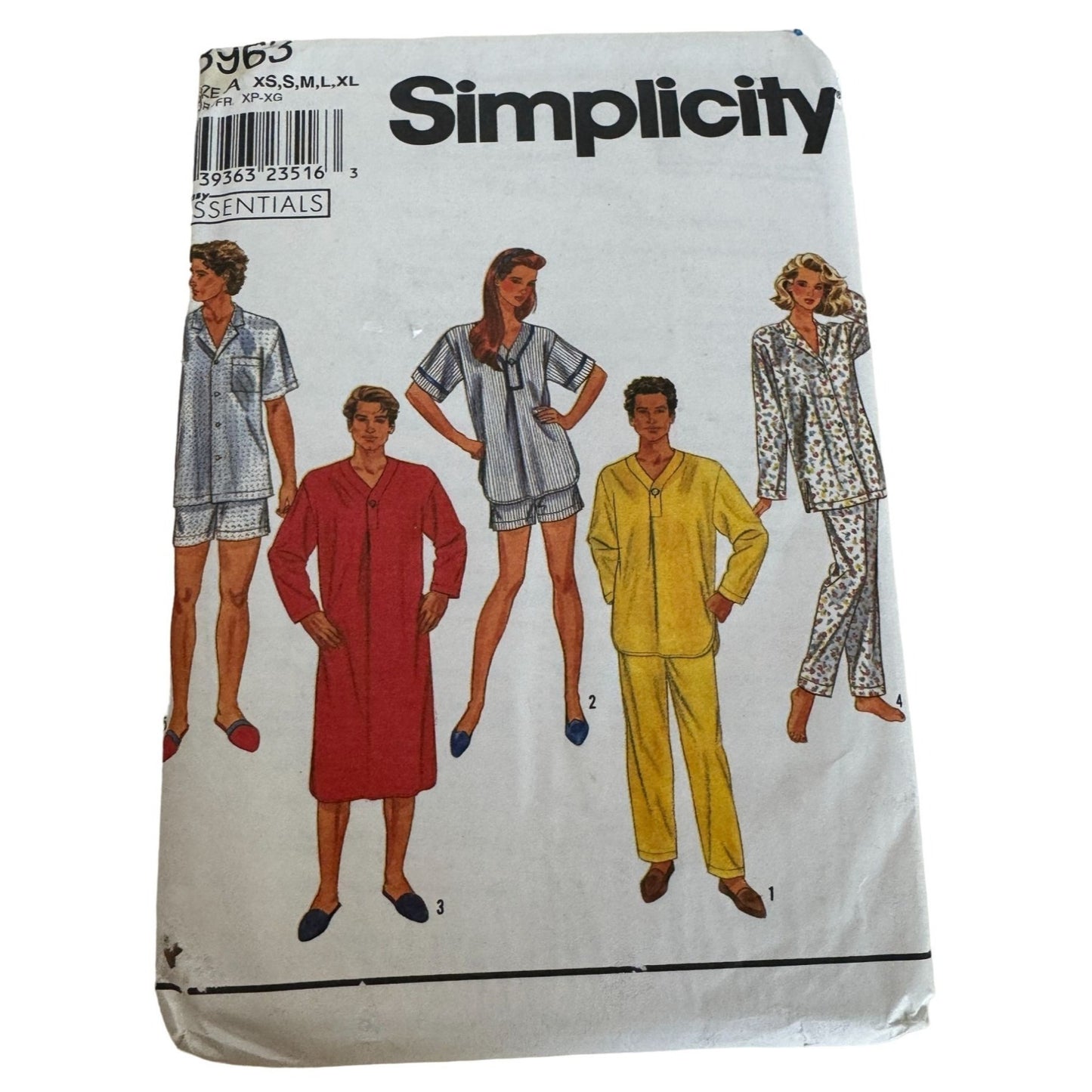 Simplicity Sewing Pattern 8963 Unisex Pajamas and Nightshirt Sizes XS-XL Easy Sew UC