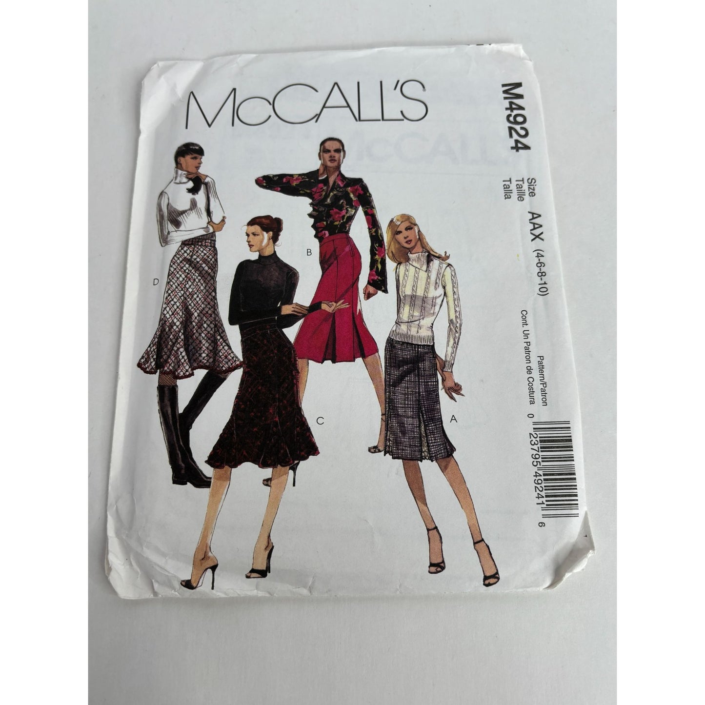 McCalls Sewing Pattern M4924 Misses Skirt Side Zipper Work Career Sizes 4-10 UC