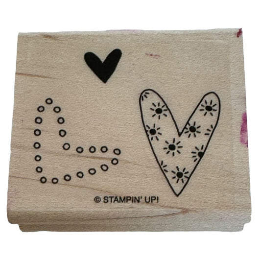 Stampin Up Rubber Stamp Trio of Hearts Love Card Making Crafts Valentines Day