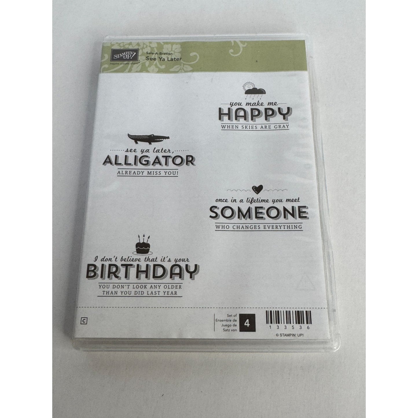 Stampin Up Rubber Stamp Set See Ya Later Alligator Birthday Funny Words Happy