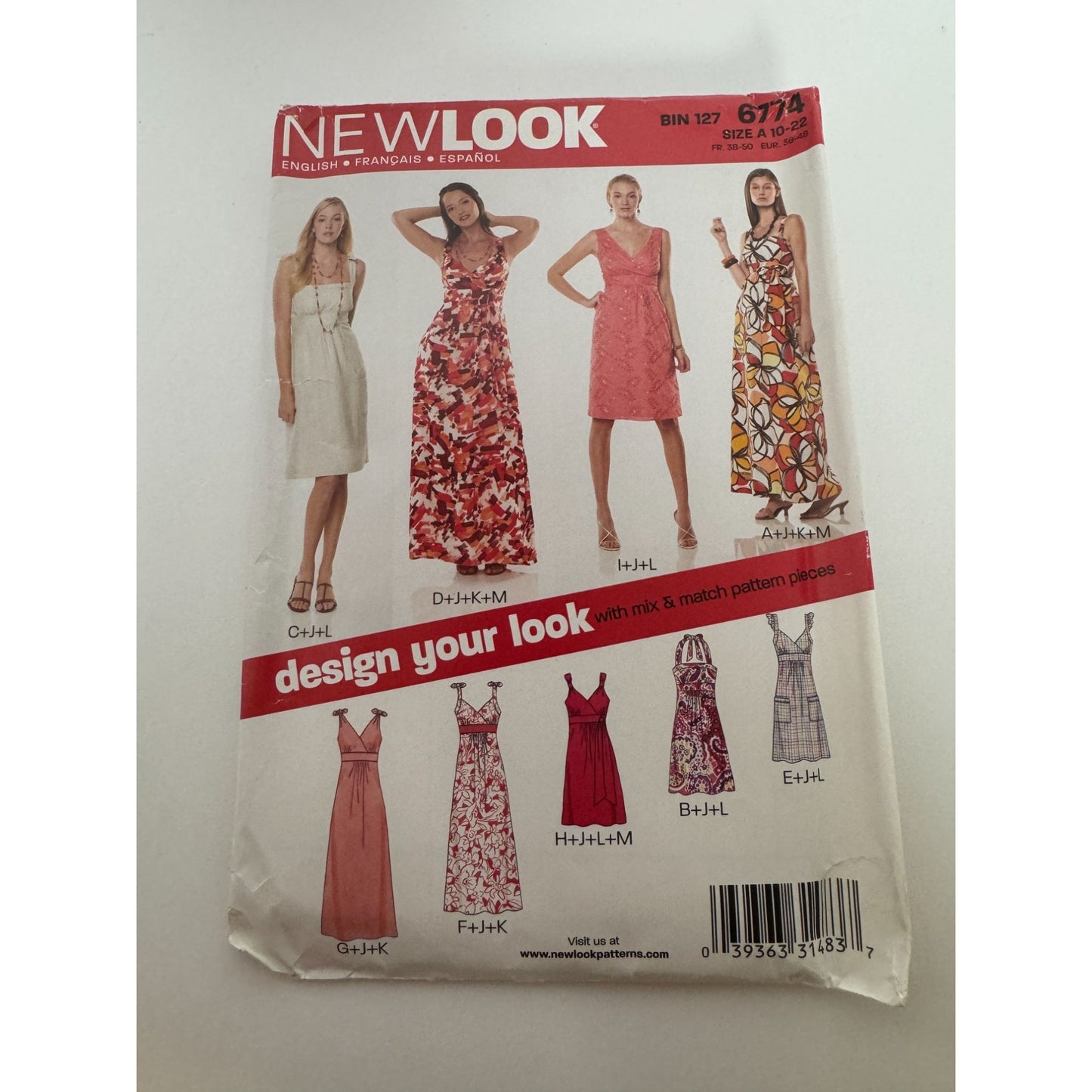 New Look Sewing Pattern 6774 Dresses Sleeveless Halter V-Neck Size 10-22 Uncut