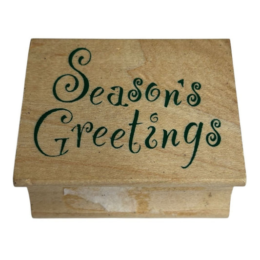 All Night Media Rubber Stamp Seasons Greetings Sentiment Christmas Card Words