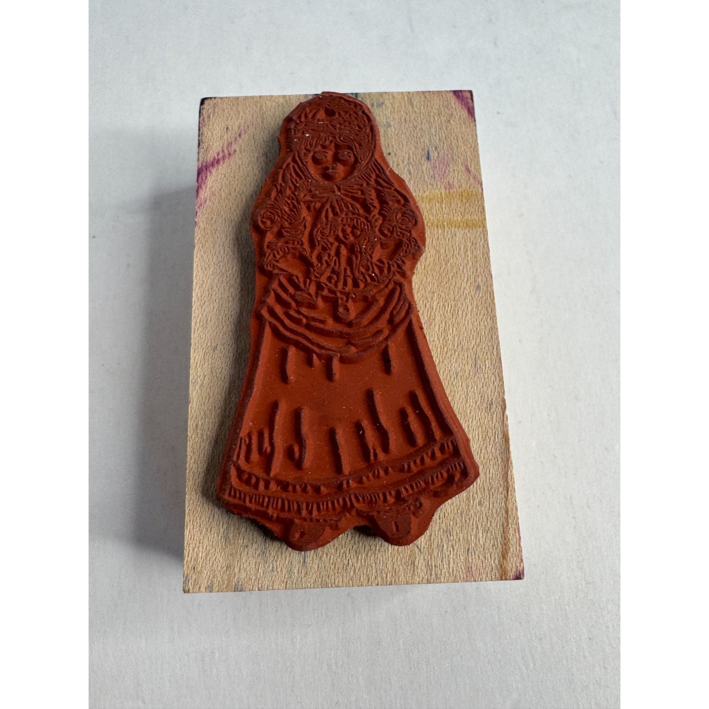 Embossing Arts Wood Mounted Rubber Stamp Victorian Girl with Doll Card Making