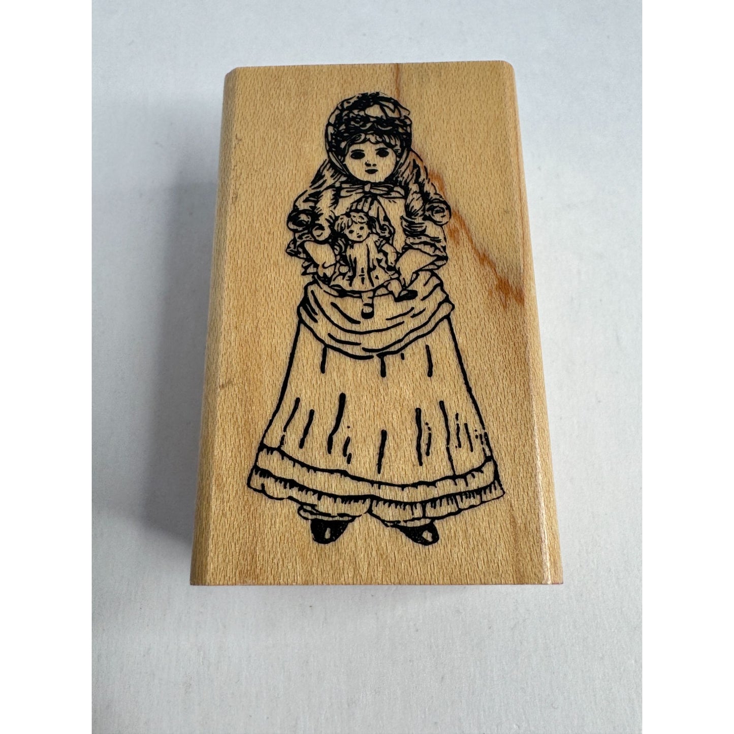 Embossing Arts Wood Mounted Rubber Stamp Victorian Girl with Doll Card Making