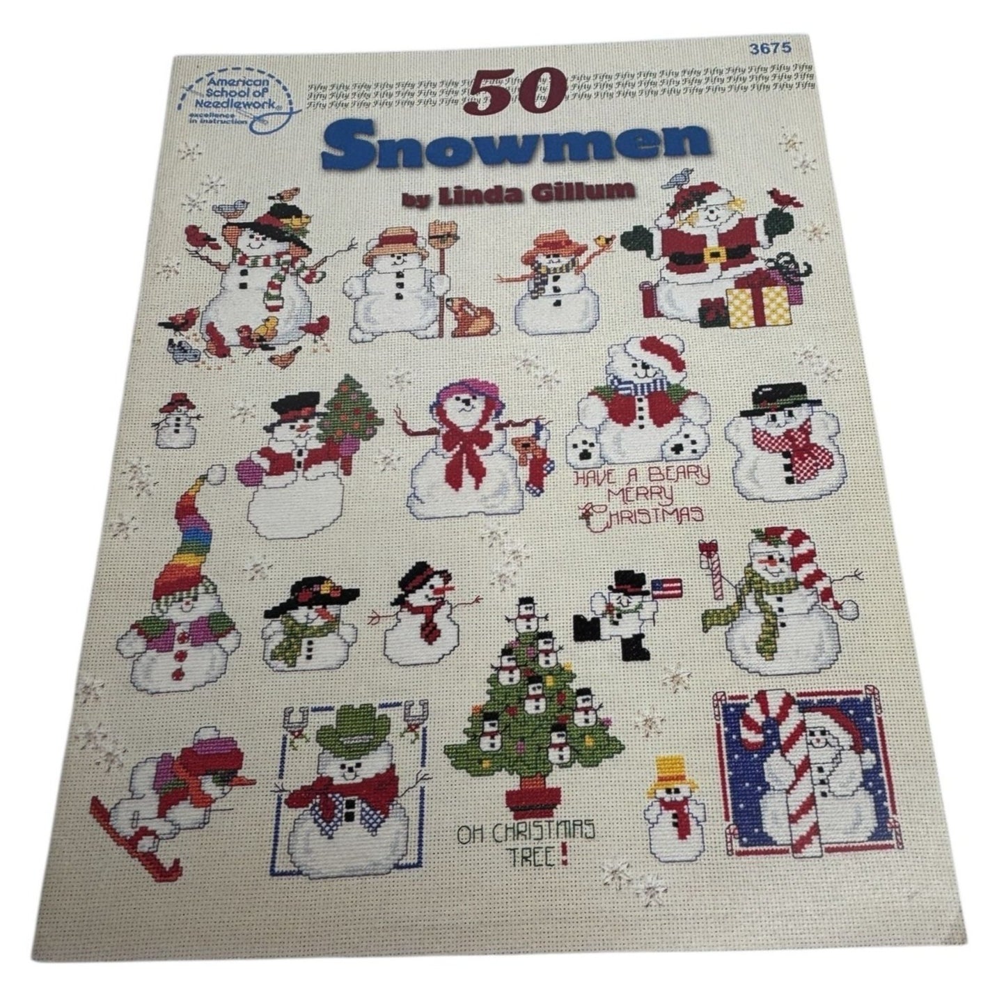 American School of Needlework Cross Stitch Pattern Book 50 Snowmen Linda Gillum