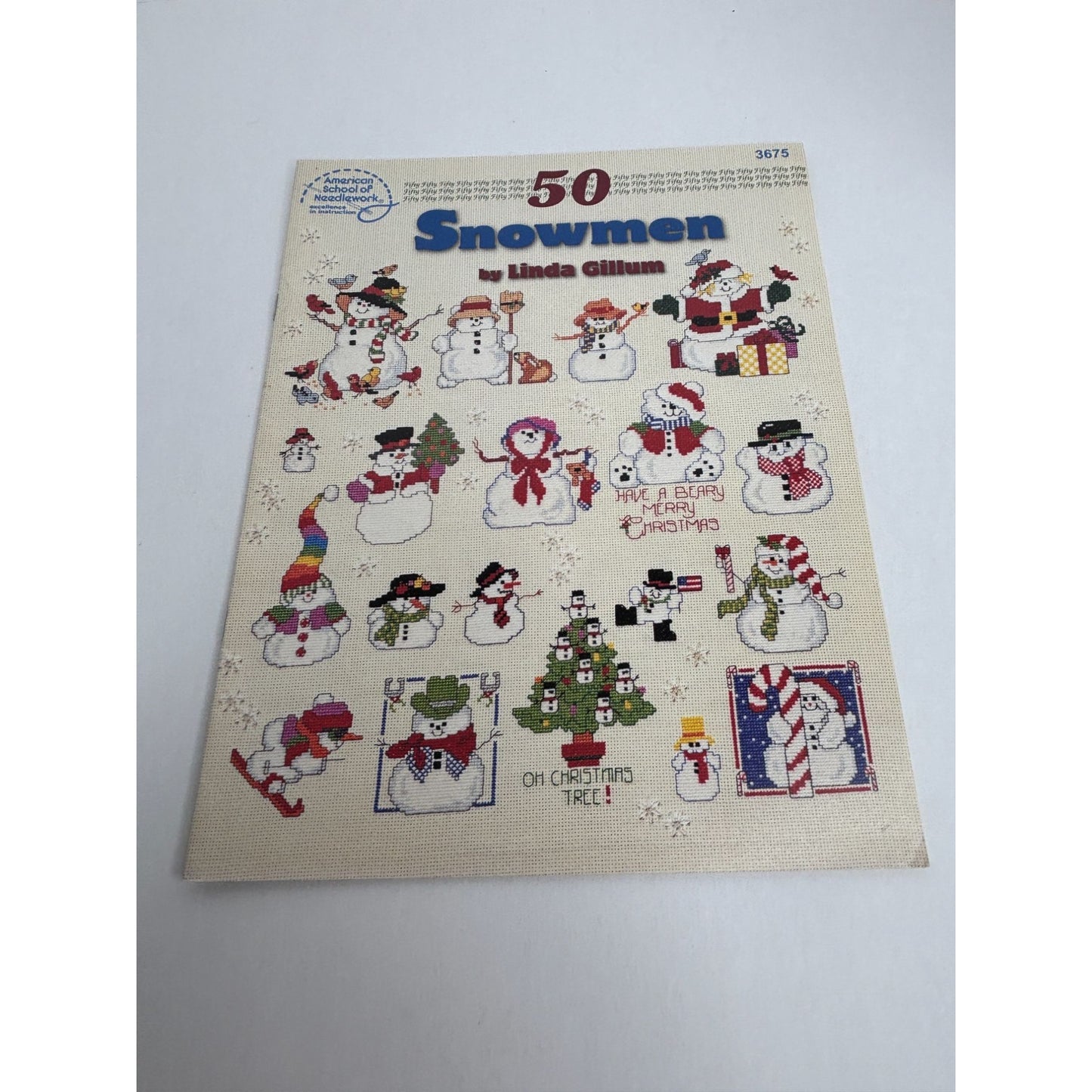 American School of Needlework Cross Stitch Pattern Book 50 Snowmen Linda Gillum