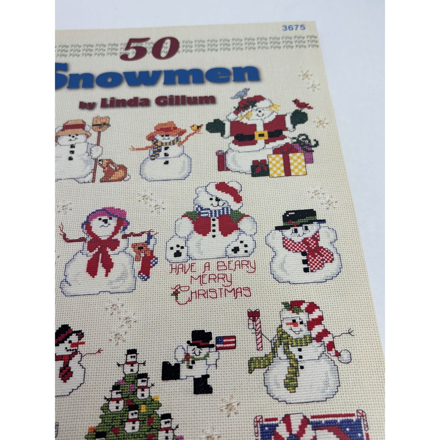 American School of Needlework Cross Stitch Pattern Book 50 Snowmen Linda Gillum