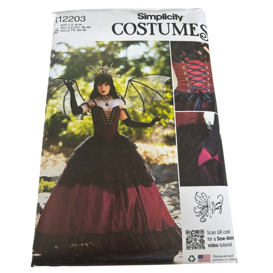 Simplicity Sewing Pattern R12203 Gothic Costume Corset Bat Wings Fantasy 6-14 UC