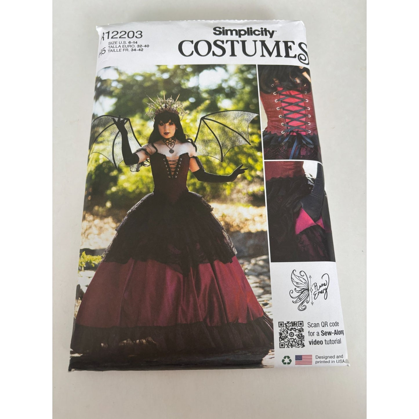 Simplicity Sewing Pattern R12203 Gothic Costume Corset Bat Wings Fantasy 6-14 UC