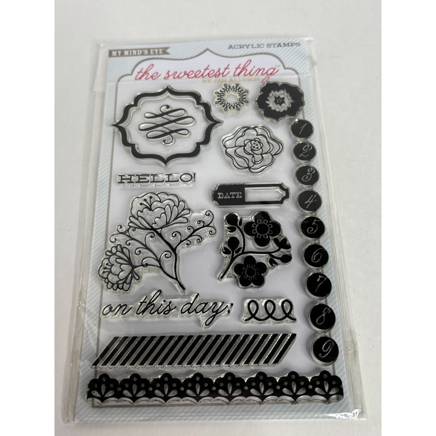 My Minds Eye The Sweetest Thing Clear Acrylic Stamps Set Hello On This Day Date