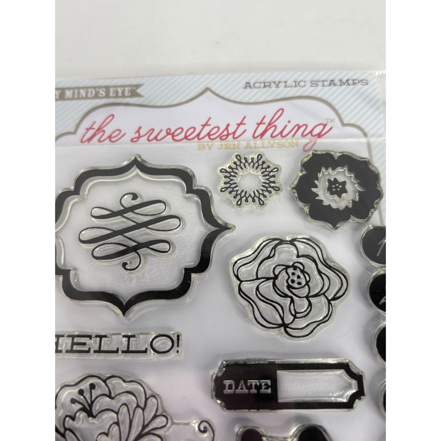 My Minds Eye The Sweetest Thing Clear Acrylic Stamps Set Hello On This Day Date