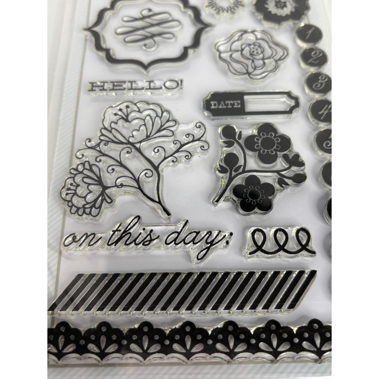 My Minds Eye The Sweetest Thing Clear Acrylic Stamps Set Hello On This Day Date